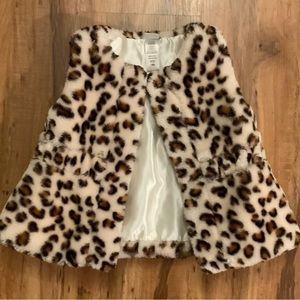 Little Me Girls Faux Fur Leopard Vest Size 18 Month Pre-Owned